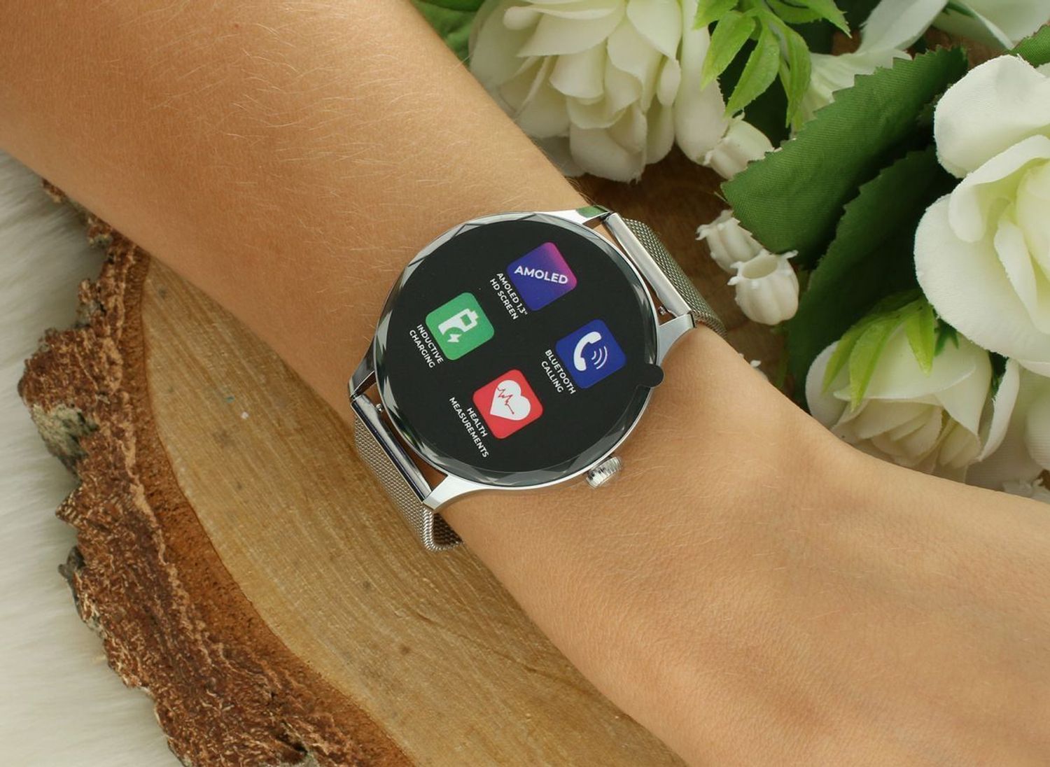 Smartwatch damski Garett Viva srebrny stalowy + pasek (1).jpg